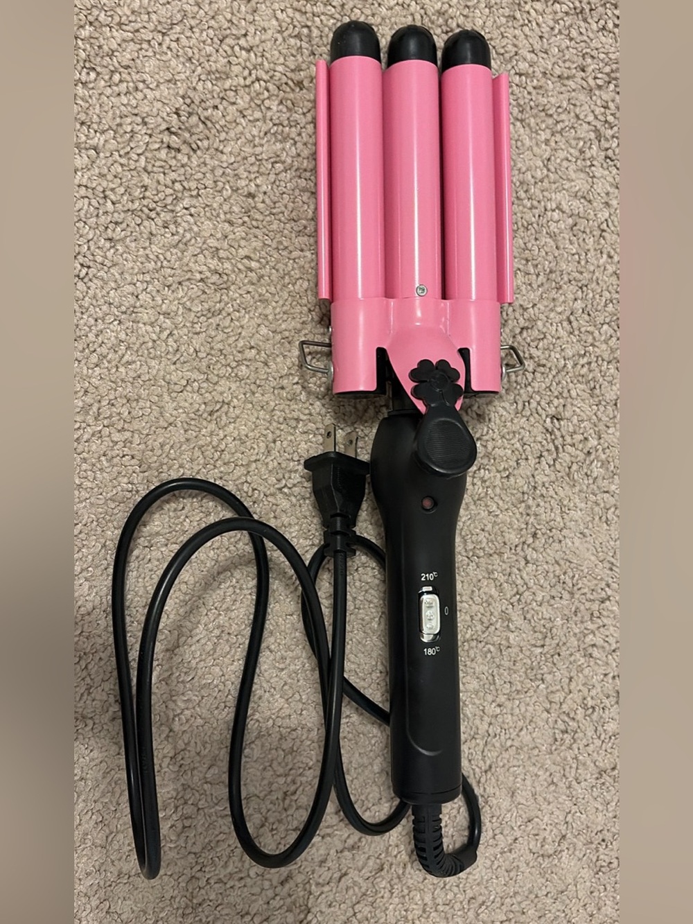 Pink Triple Barrel Waver Hair Crimper